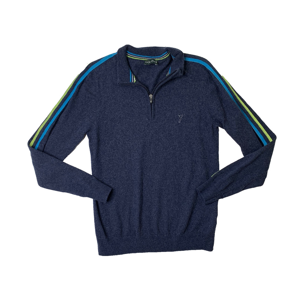 Golfino Sweater Mens Small Storm Peapod Living Golf Wool Blend 1/4 Zip Pullover